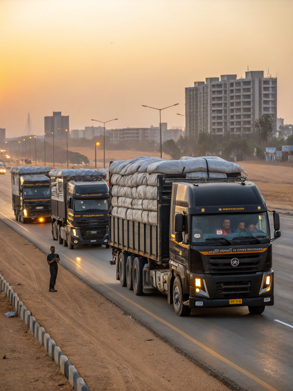 Inde Le Lende long-haul trucks on a highway
