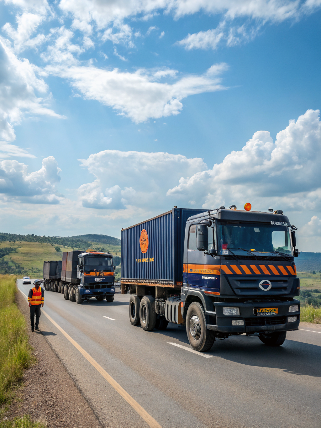 Heavy duty freight truck on highway